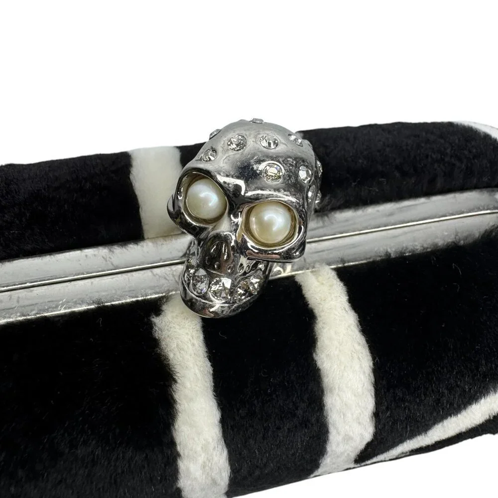 Alexander McQueen UK Bag Mink Skull Brittania Minaudiere Fur Clutch Union Jack
